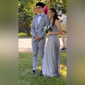 Gray/Silver satin prom/bridesmaid dress